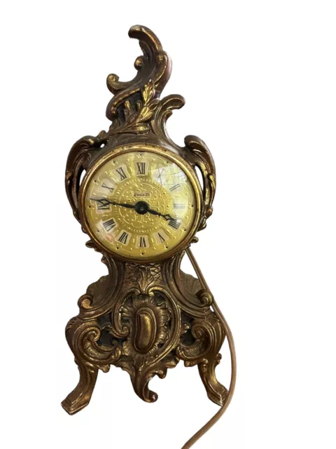 Louis XV 15th Pendulette d'Art Exactron Gilded Electric Clock Vintage 1964