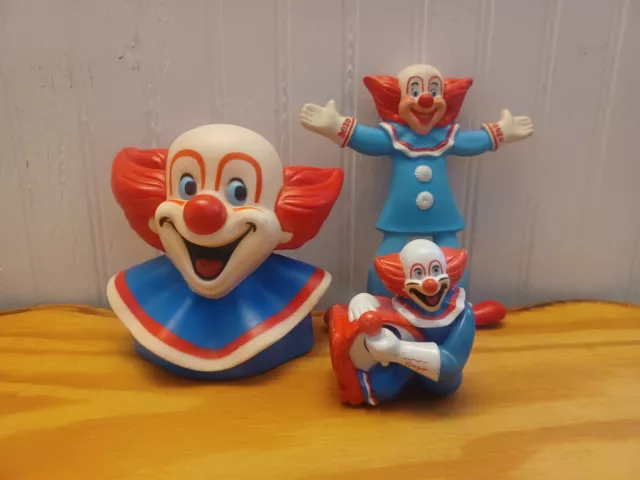 Vintage 1987 Larry Harmon Bozo The Clown Vinyl Bank, Bendie And Candy Dispenser