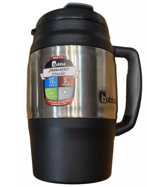 BUBBA Keg ~Insulated Travel Mug~ Hot Cold 34OZ~1 LITER Black Silver BPA FREE 1L