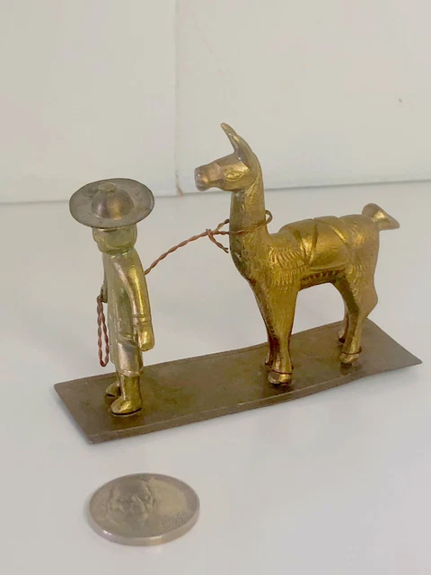Peruvian Brass Bell With Llama Handle - Handcrafted Solid Brass Decorative Bell