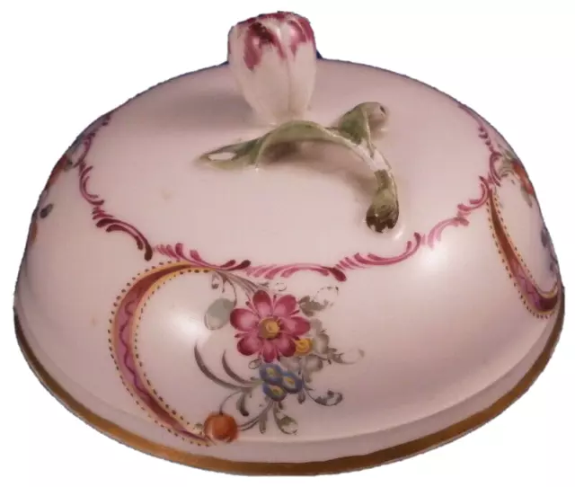 Antigüedad 18thC Nymphenburg Porcelana Sugar Dish Lid Porzellan Deckel Alemán