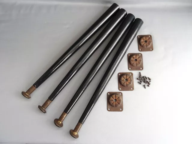 Set of Four Vintage Dansette Style Legs with Fittings 15'' (38cm)