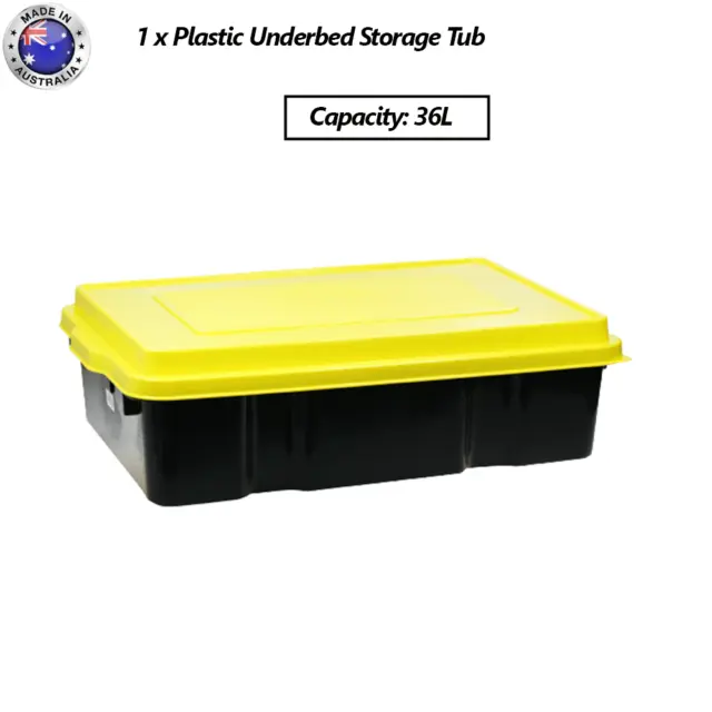 36L Heavy Duty Plastic Under Bed Storage Tub Container Box W/ Lid Australia Made