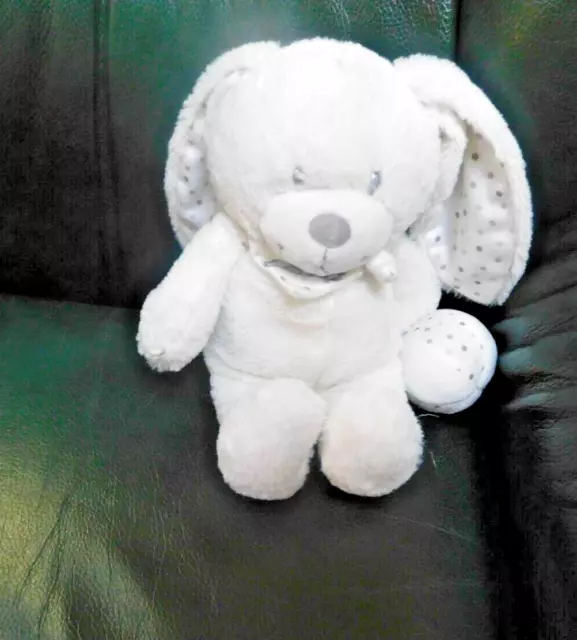 doudou peluche lapin blanc a pois bandana bebe ballon pommette