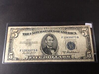 1953-A-$5 Silver Certificate Blue Seal-Dollar-0073-A