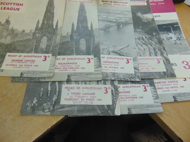 Bundle of 9 x  Hearts FC  Programmes 1962/3 -1963/4  Listed see description