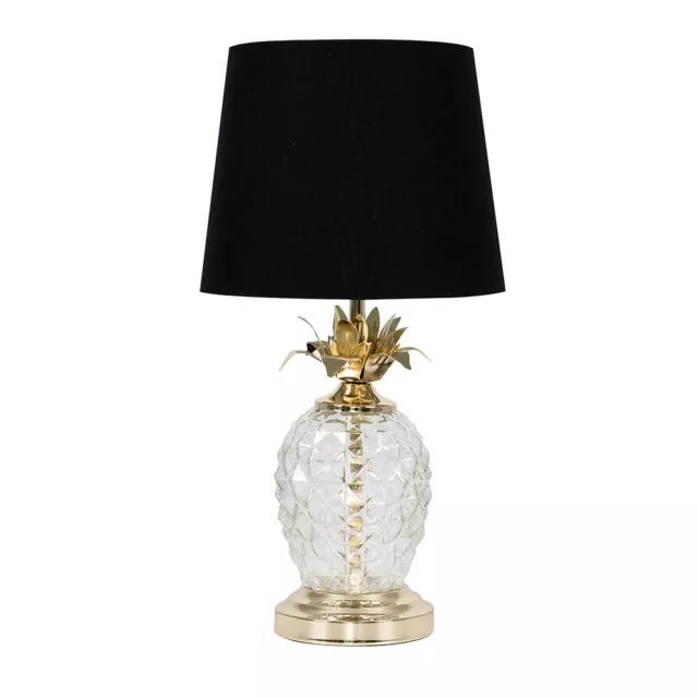 Glass Pineapple Touch Table Lamp 41CM Tall Dimmable LED Light Bulb Metallic Gold