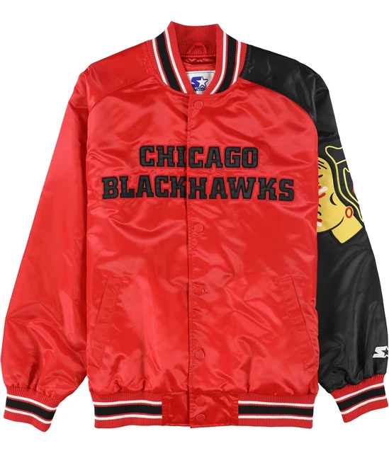 STARTER Mens Chicago Blackhawks Varsity Jacket, Red, Large (Regular)