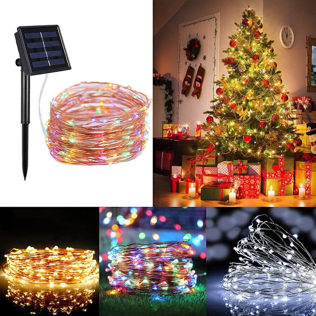 100/300 LED Solar Fairy String Light Copper Wire Outdoor Christmas Garden Decor