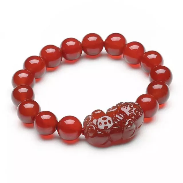 Feng Shui Handmade Red Agate Pi Yao / Pi Xiu  Xie bracelet amulet for Wealth