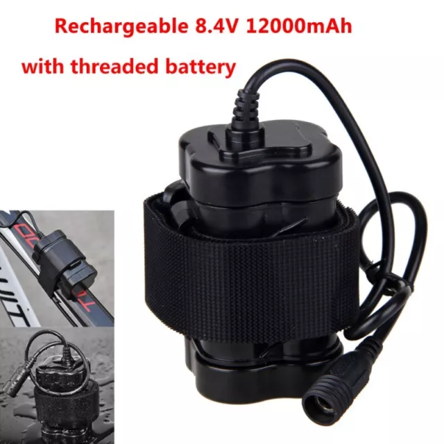 Waterproof 8.4V Rechargeable 12000 mAh Battery Pack For Bike Bicycle Light Lamp