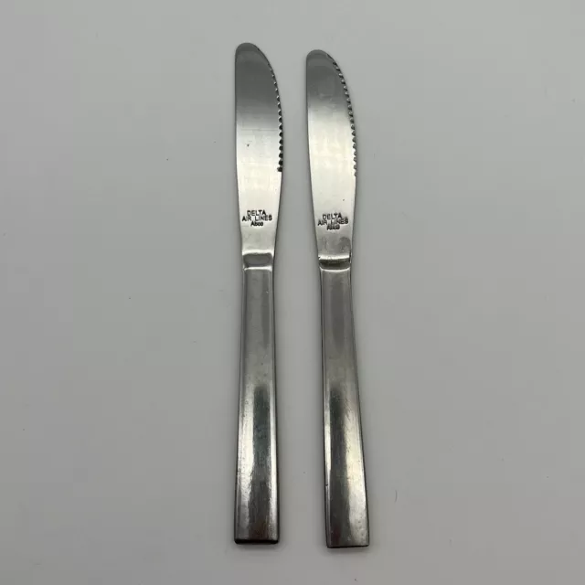 Delta Airlines Stainless Airplane Dinner Knife Vintage ABCO Silverware set of 2