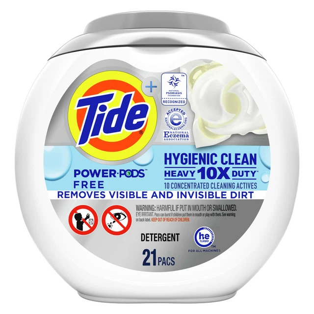 Tide Hygienic Clean Free Power PODS, Laundry Detergent Pacs, 42 Ct