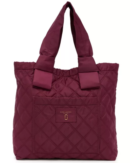 Marc Jacobs Bag Diamond Quilted Nylon Large Knot Tote Plum New $225