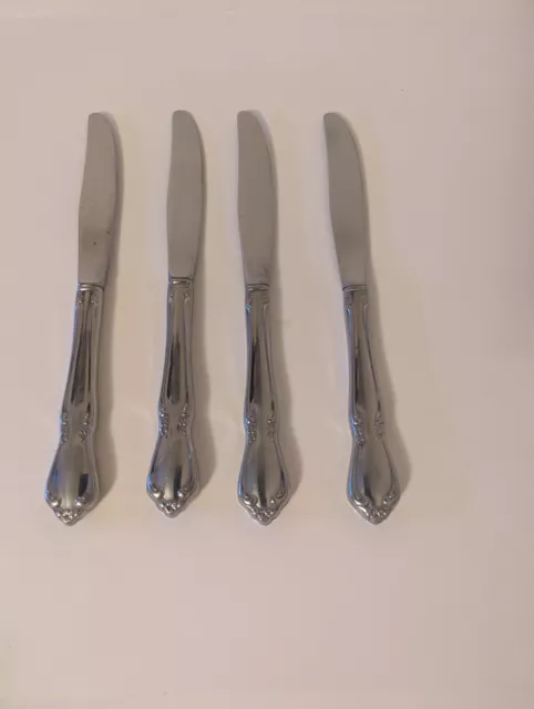 Oneida Flatware Stainless Chateau Set 4 Dinner Knife Flower Floral Craft