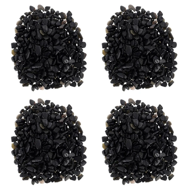 4 set vasca per pesci ossidiana pietra preziosa cristallo roccia ciottoli neri