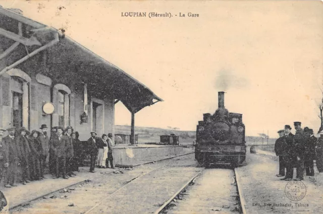 Cpa 34 Loupian La Gare (Train Gros Plan