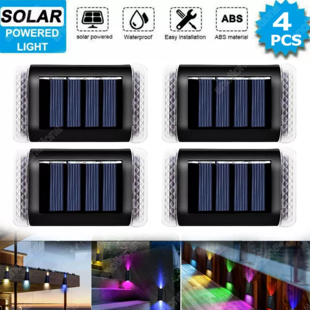 4x SUPER BRIGHT SOLAR POWERED DOOR FENCE WALL LIGHTS LED OUTDOOR GARDEN LIGHTING