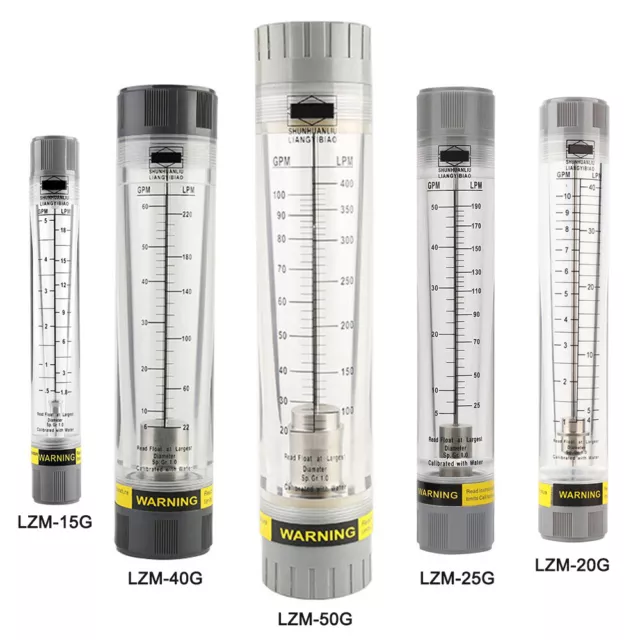 LZM 15G-50G Liquid Flowmeter Tube Type Acrylic Flow Meter Up to 200GPM & 750LPM