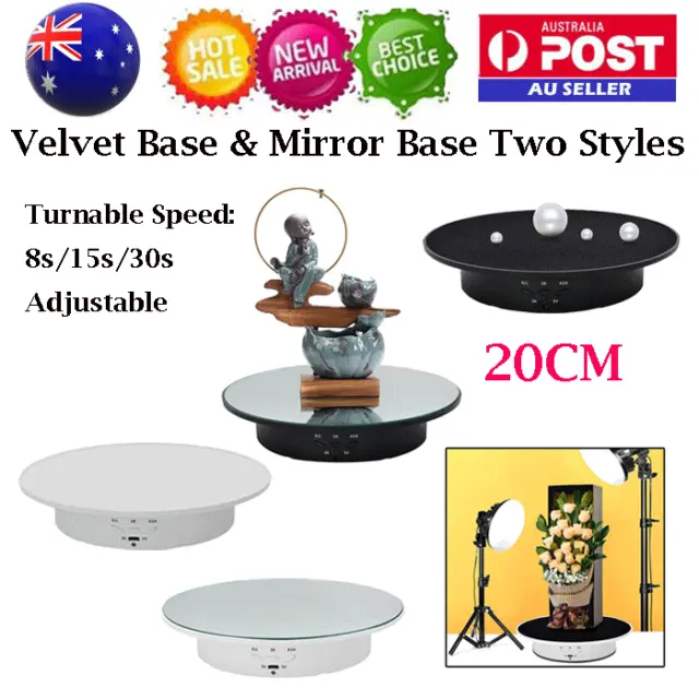 20cm Electric Turntable 360° Rotating Display Stand Watch Jewelry Show Holder