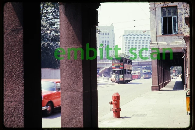 Original Slide, Hong Kong Tram Trolley #19 Street Scene, 1969