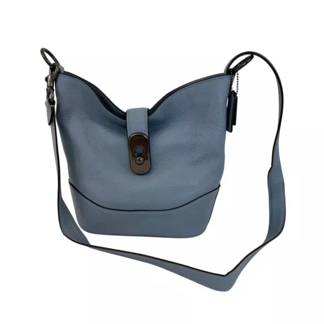 COACH AMBER DUFFLE Bucket Crossbody Bag Pebbled Leather Bag Cornflower Blue 124.00 PicClick