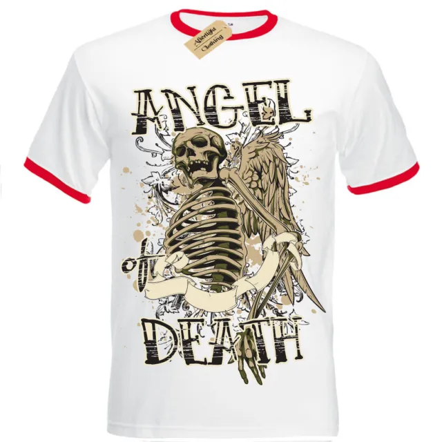 Angel di Death T-Shirt Scheletro Gotico Teschio Rock Uomo Suoneria