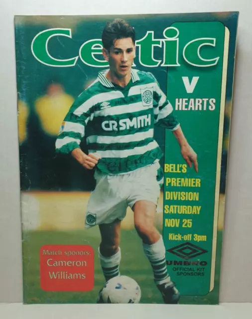 Celtic FC Vintage Match Programme 1995 Bells Premier Division Celtic v Hearts