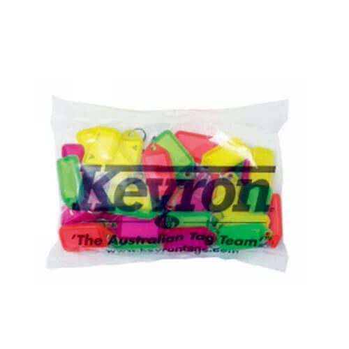FLUORO ASSORTED Kevron Key Tags Plastic Assorted Labels Tours Home Office 50pk