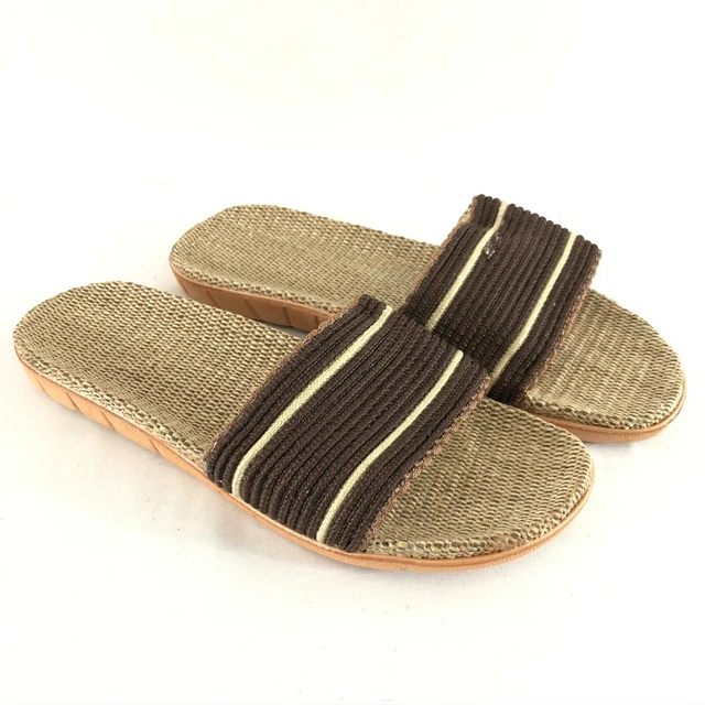 Womens Slide Sandals Lightweight Woven Brown Beige Slip On Size 40-41 US 9-10