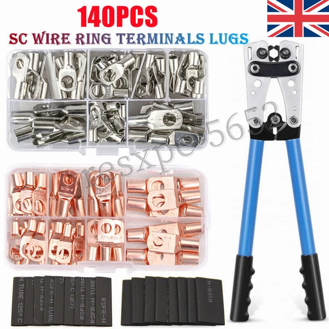 thumbnail image 2 of 140PCS Copper Ring Terminals Kit – Bare Battery Lugs & Welding Wire Connectors Assorted Sizes 2 of 6