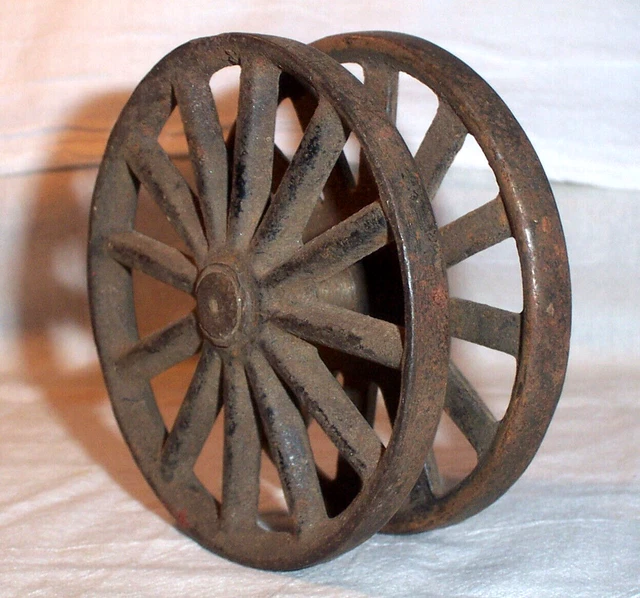 Old antique 4" Double Wheel Hardware for carrying a Sliding Barn or Garage Door 3
