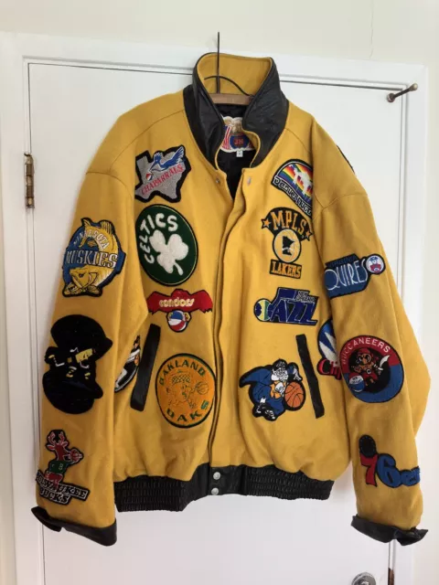 Jeff Hamilton NBA Throwback Logo Patch Quilted Wool Jacket 6XL Rare Vintage