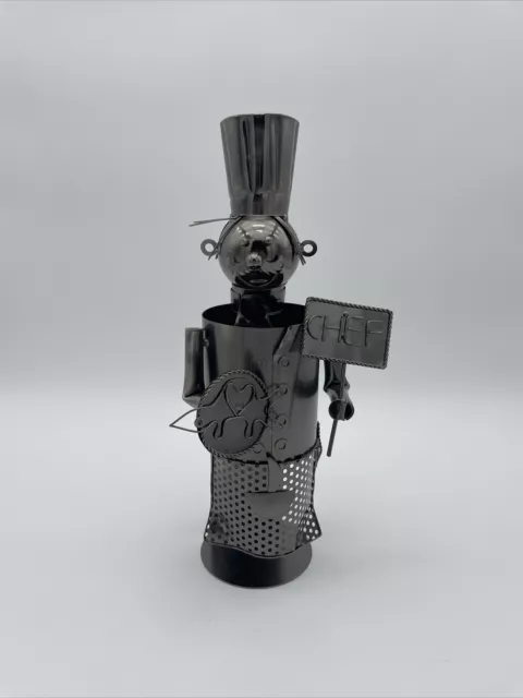 Flaschenhalter Chefkoch Metall Weinflaschenhalter Skulptur Figur Deko Sehr gut