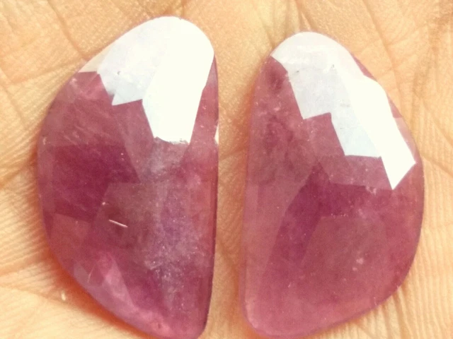 Ruby GF Rose Slices, Mix Shape Ruby cabochon faceted
