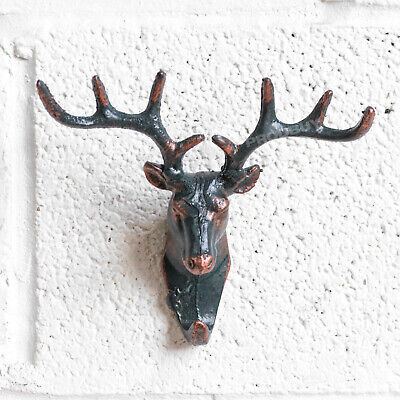 Decorative Metal Vintage Stag Deer Head Wall Mounted Hook Coat Jacket Stand Key