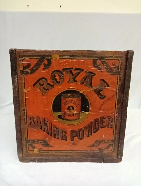 ANTIQUE WOODEN BOX Royal Baking Powder Co Paper Label New York $65.00 ...
