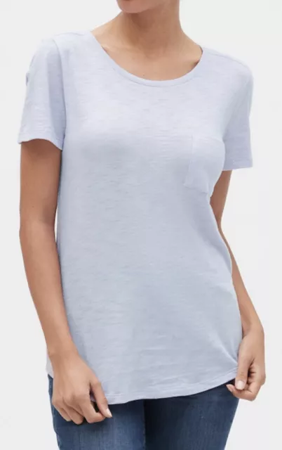 Gap Easy Scoopneck Pocket T Shirt Women`s Short Sleeve Tee Blue Top Blouse NWT