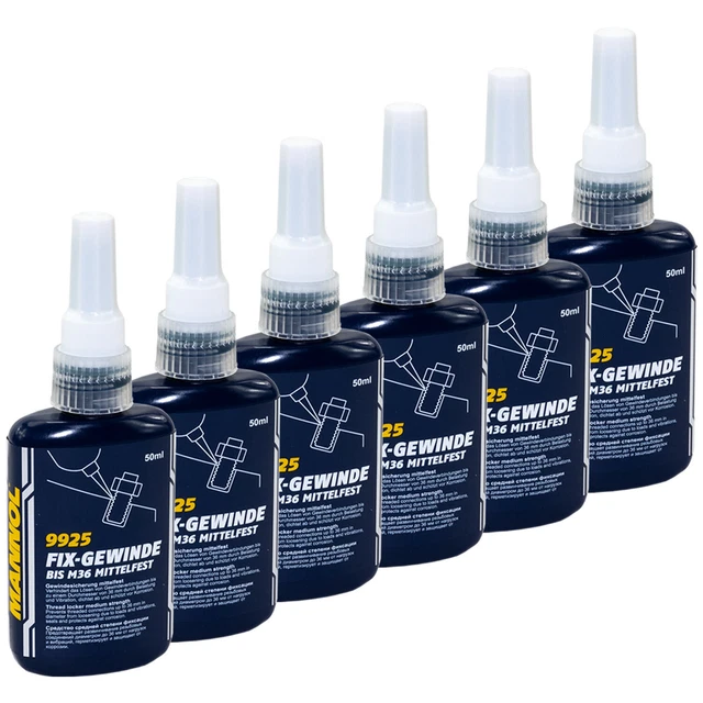 Vis de Blocage 6 x 50 ML Mannol Fil de Résistance Moyenne Visser Adhésif Hélice