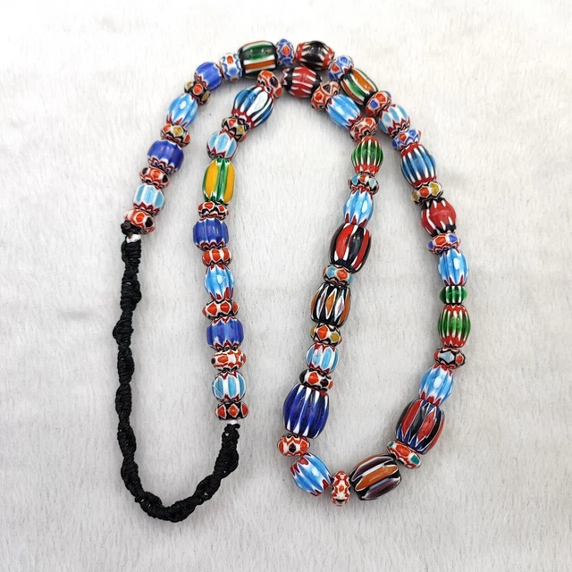 Collier Africain En Perles De Verre Murano De Venise - Occasion, Pièce Unique Ethnique