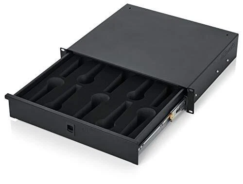 Rackworks Wired Microphone Rack Mount Drawer with Lock - Fits 10 Wired Microp...