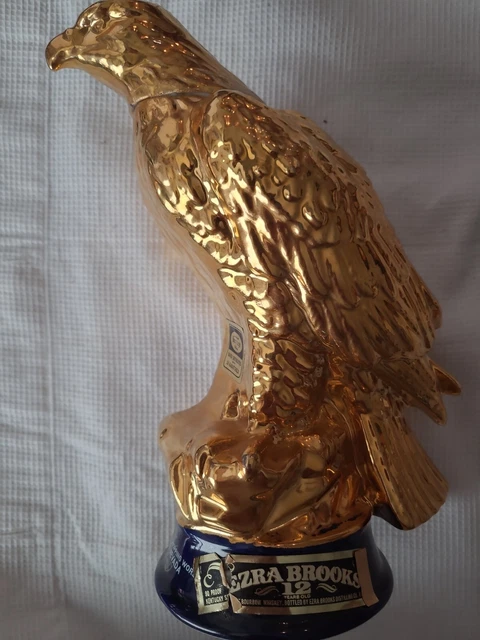 1971 Ezra Brooks 24 Karat Gold The Golden Eagle Whiskey Decanter Empty