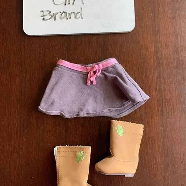 American Girl 18" doll outfit gray skirt butterfly boots True spirit lot bundle