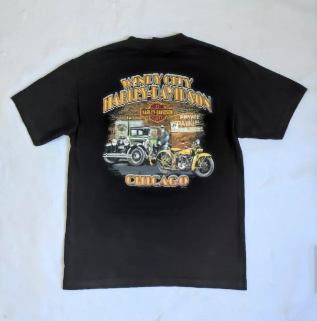 lMINT!!!! Harley Davidson black t shirt Chicago Windy City size small biker
