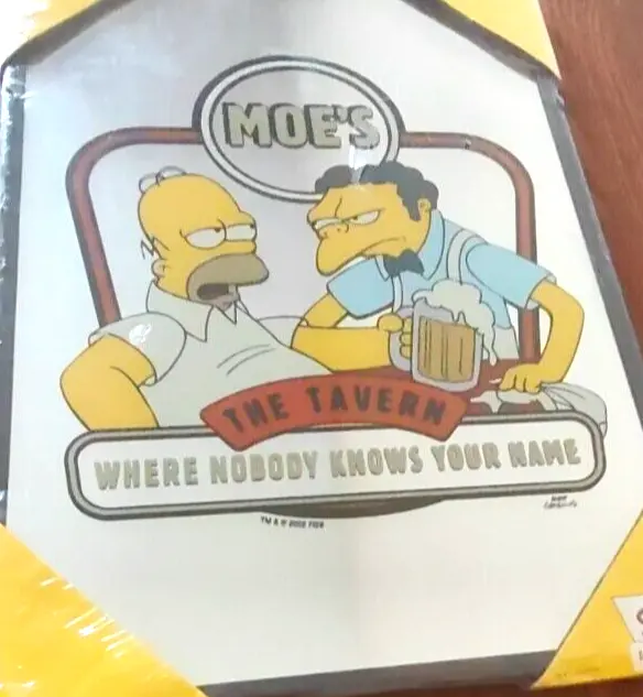VTG The Simpsons Moe's Tavern "Where Nobody Knows Your Name" Beer Mirrored Sign 2