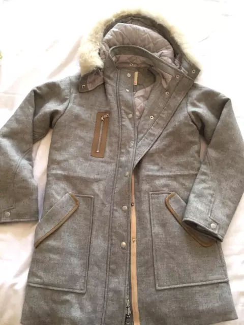 SALE REBECCA TAYLOR Size 2 Parka jacket UK size 8 /10 real shearling hood