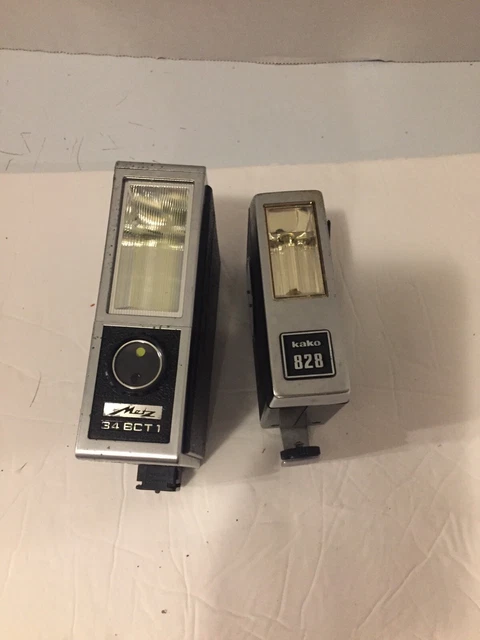 Mecablitz 34BCT1 METZ & Kako 828 Camera Flash VINTAGE untested/for parts