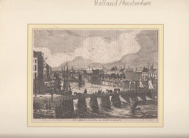Alte Ansicht: Amstelbrücke in Amsterdam (1836)