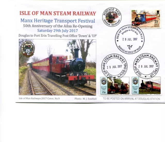 Isle of Man Railway cover, 2017,Steam railway, 50th Anniversary Ailsa Re-opening