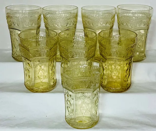 8 Federal PATRICIAN AMBER * 4 1/4" - 9 OZ WATER TUMBLERS*